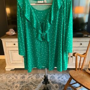 Susan Graver Green Polka Dot 2 piece Jacket & Tank